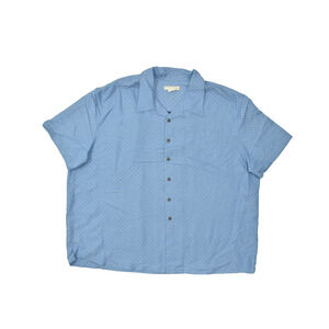 Island Passport Men Blue Textured Button Up Shirt Big & Tall Size 3XL Rayon NEW